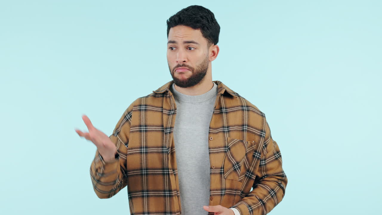 encoge de hombros, duda o retrato de un hombre confundido por