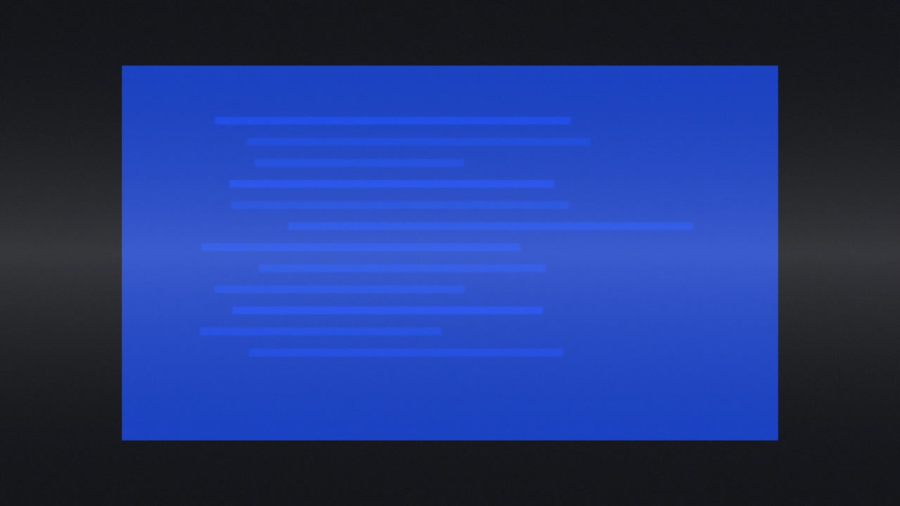 Digital Text Display with Glitch Effects on Blue Background
