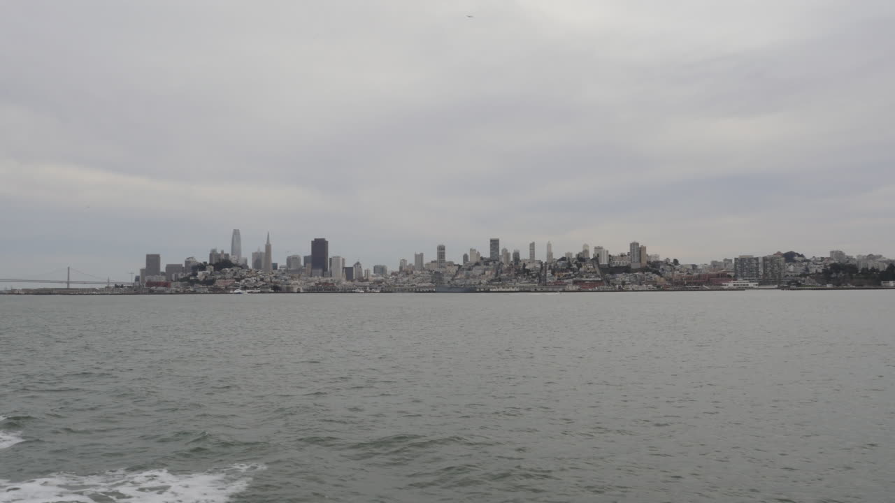Exploring San Francisco's Waterfront with Cityscape Views and Bay Bridge on a Sightseeing Cruise in California, USA