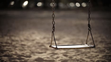 Empty-swing-on-the-play-ground,-static-closeup