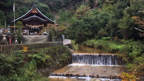 Ogashira-jinja-Shinto-Shrine-and-Kebo-River-in-Hatsukaichi,-Hiroshima,-Japan