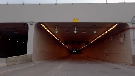 entering tunnel pov with vents and lights calgary alberta canada