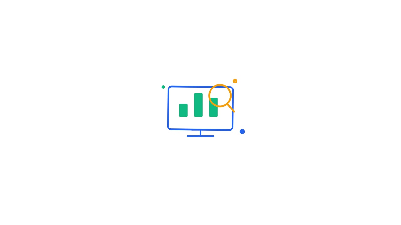 Animated Computer Monitor Displaying Growing Bar Chart Data