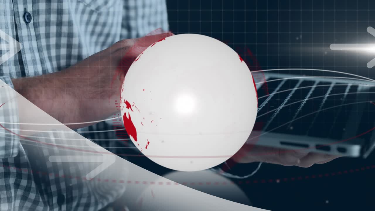 Animation of globe over business people handshake