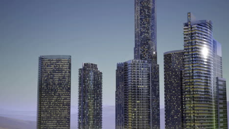 modern skyscrapers illuminated at dusk showcasing architectural splendor