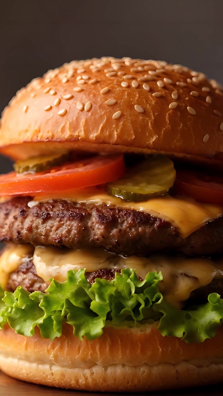 Hamburger Succoso Primo Piano Sfondo Bokeh 4K