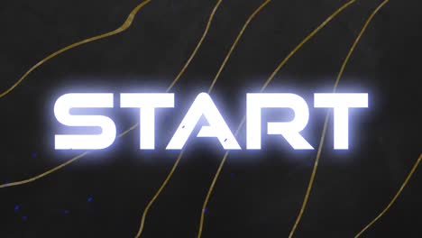 animation of start glowing text over gold lines on black background