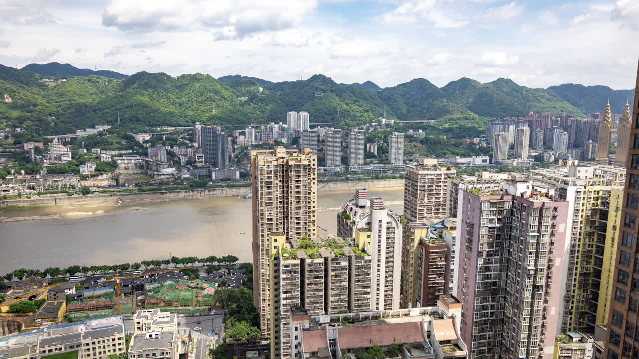 Timelapse of the amazing Chongqing city skyline from a high vantage point