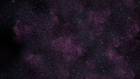 dark universe with flying dust and glitters with purple clouds
