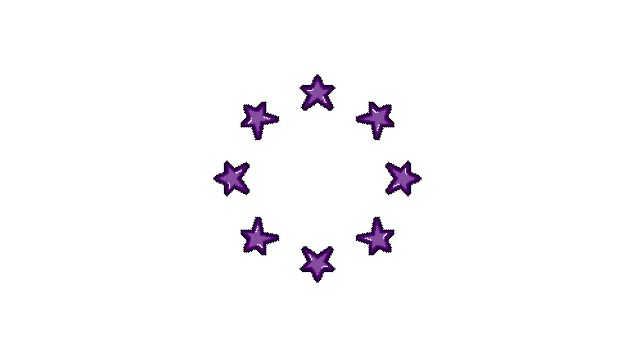 Pixel Art Star Spinning Circle Animated Overlay Transparent 30fps (7)