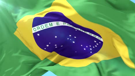 flag of brazil waving at wind in slow, loop