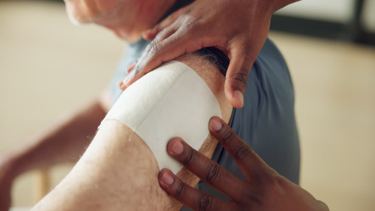Close Up of Man's Arm with Medical Patch