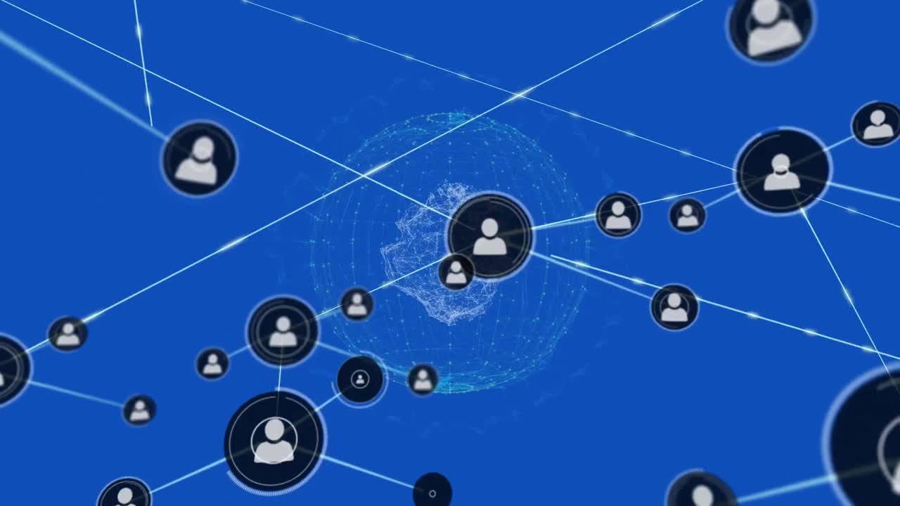 전 세계 사람들과의 연결 네트워크의 애니메이션 아이콘