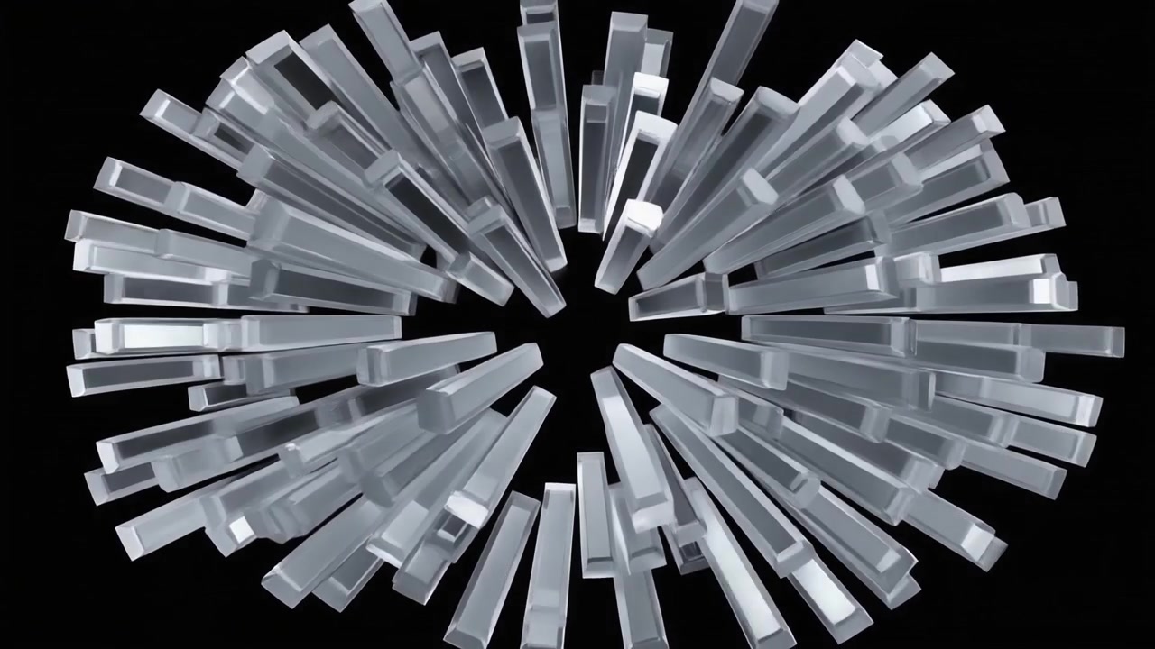 Abstract 3D Animation of Expanding and Contracting Glass Rectangular Bars