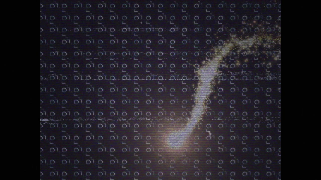 Animation of shooting star over screen with glitch