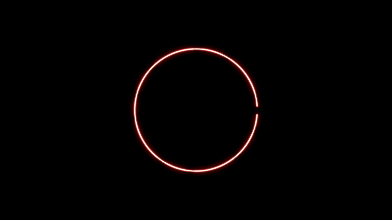 Glowing Red Neon Circle Drawing Itself on Black Background