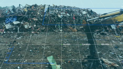 data visualization animation over landfill, showing various charts and graphs