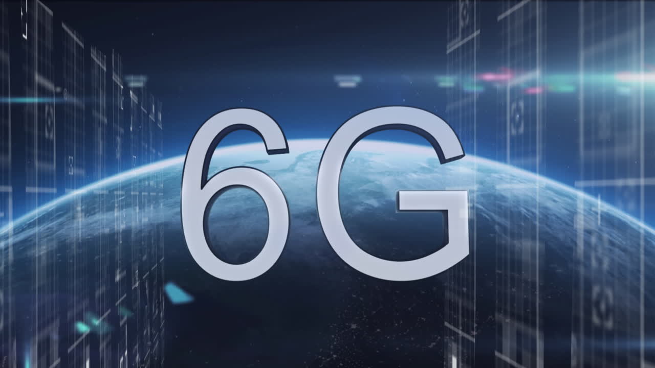 Animation of 6g text over globe