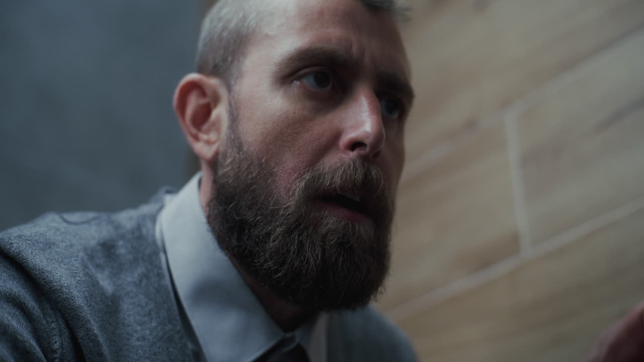 Close Up of Man Sitting on the Toilet and Suffering From Diarrhea and Stomach Ache in Restroom