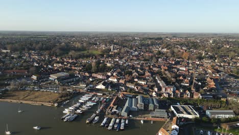 woodbridge town and waterfront suffolk 4k aerial