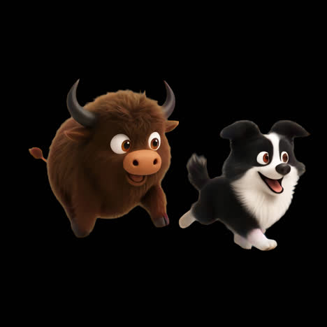 animated friends joyful interaction animation isolated asset, transparent 4k video, alpha channel