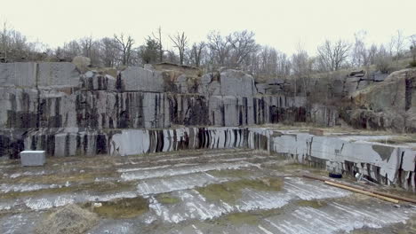 slow camera movement revealing granite quarry