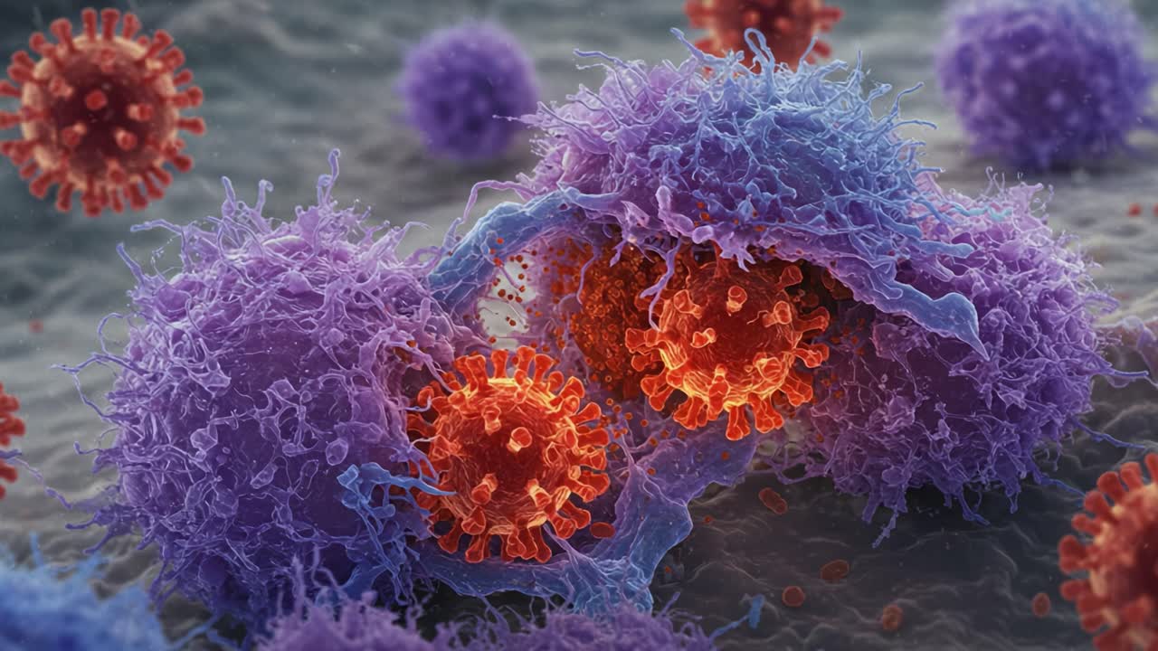 Intricate Interaction Between Immune Cells and Pathogens: A Detailed Visualization of Antigen Presentation and Viral Defense Mechanisms