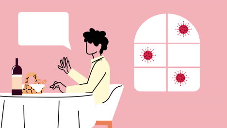 biosafety protocols in restaurant with man eating