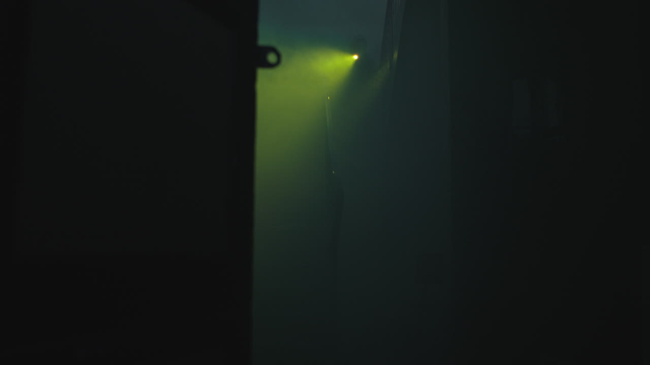 Dark Foggy Interior Corridor at Night