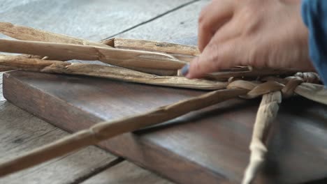 close shot of weaving water hyacinth