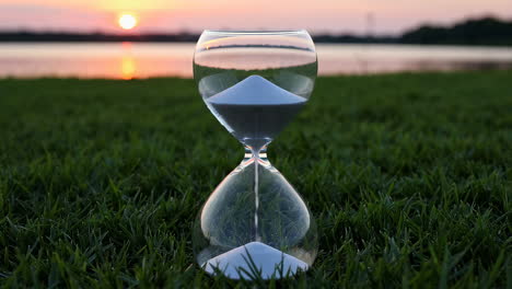 hourglass at sunset