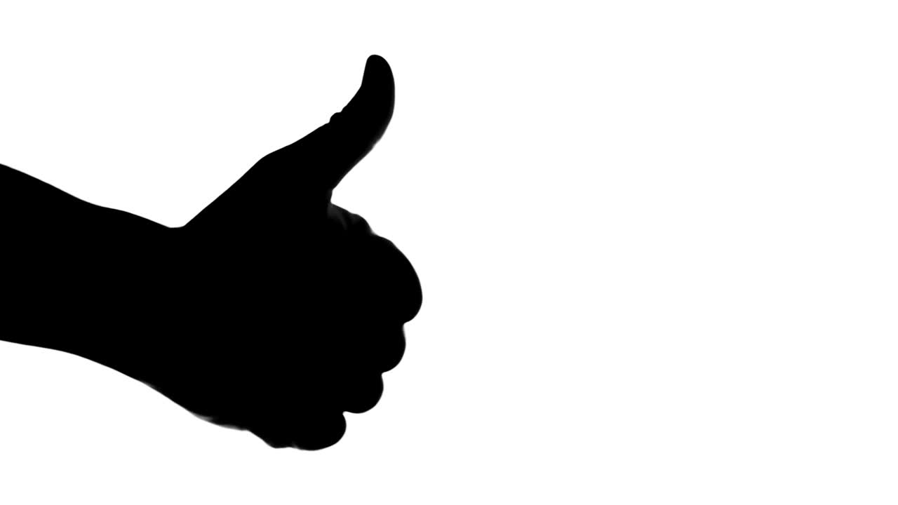 silueta de una mano que levanta el pulgar sobre un fondo blanco