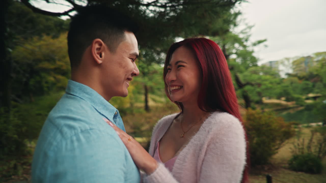 A couple in love in a beautiful garden