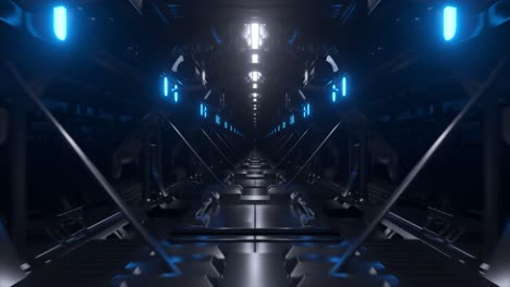 futuristic spaceship corridor with blue lighting