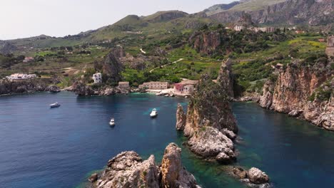 tonnara di scopello - amazing aerial view in trapani, sicily, italy