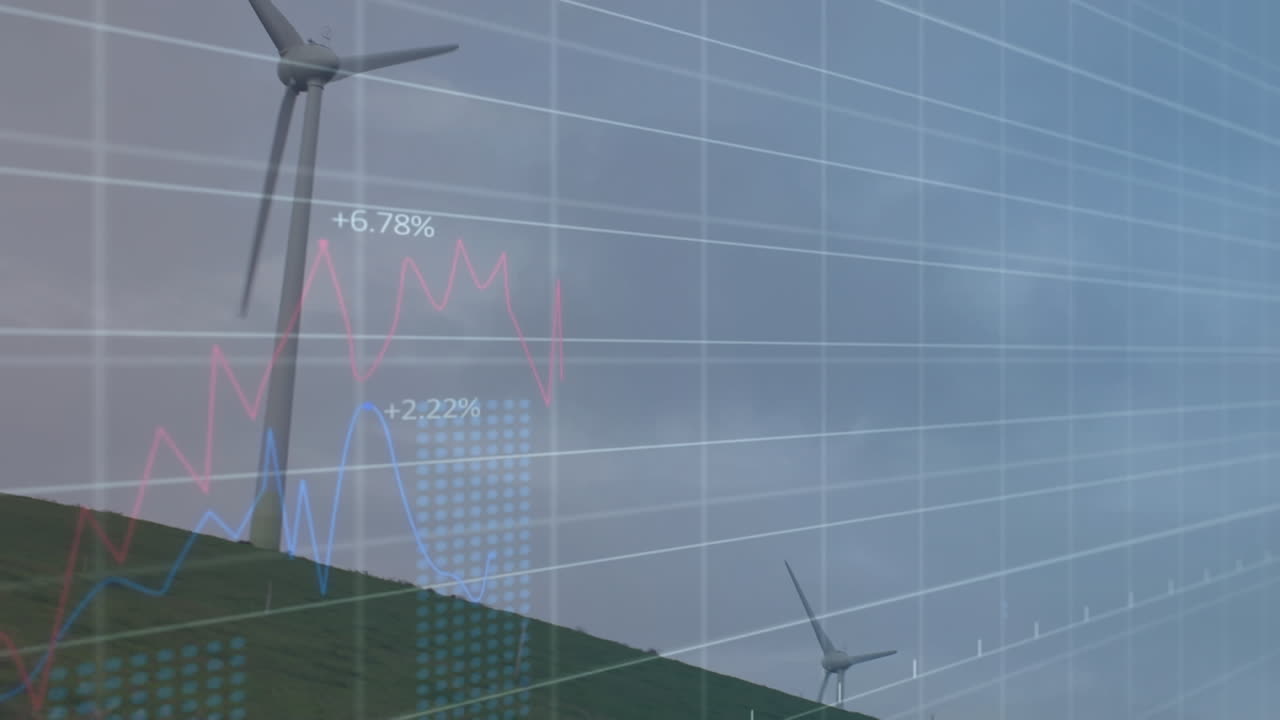 풍력 터빈에서 데이터 처리의 애니메이션