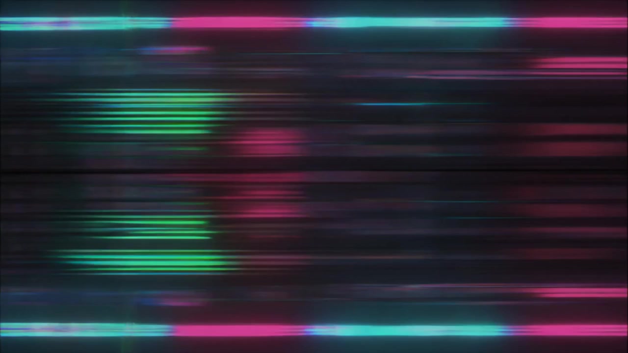 Abstract Digitaal Glitch-effect met Neonroze en Cyaan Lichtstrepen