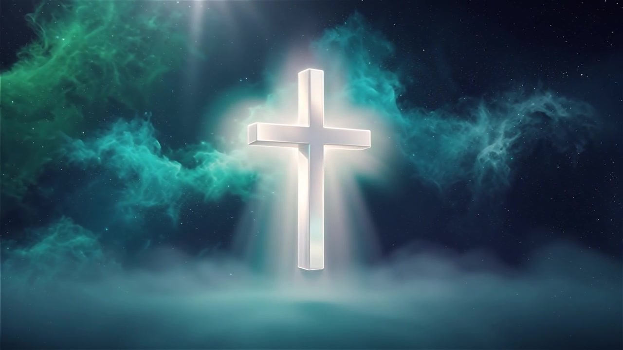 Christian Cross Heavenly Light Worship Background