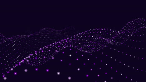 Futuristic waves pattern with dots on black gradient