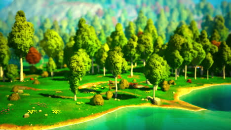 cartoon landscape with hills and forest