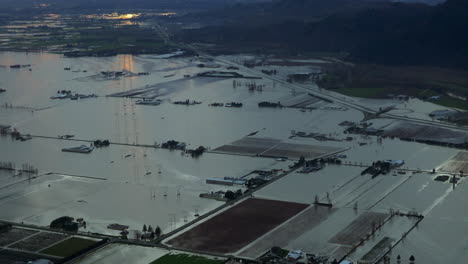 global warming causing devastating floods in west canada, aerial view