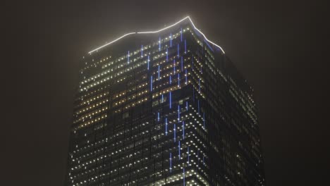 shibuya sky observation deck on scramble square building at night during rain, tokyo, japan
