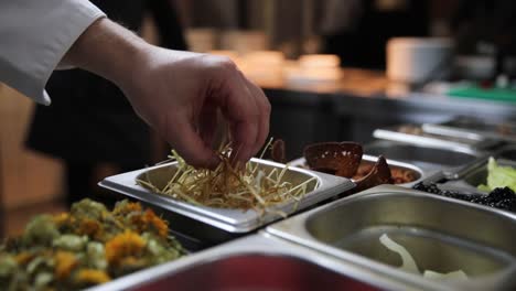 chef preparing a dish in a professional kitchen