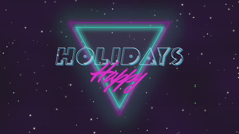 Happy-Holidays-with-neon-purple-triangles-with-stars-in-galaxy