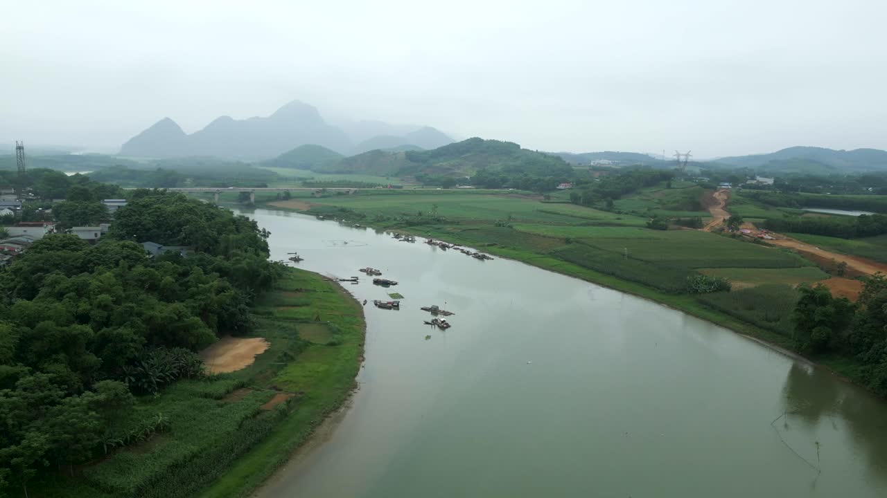 Aerial View of a River Valley in Vietnam