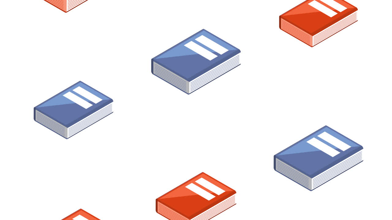 text books pattern isometric style animation
