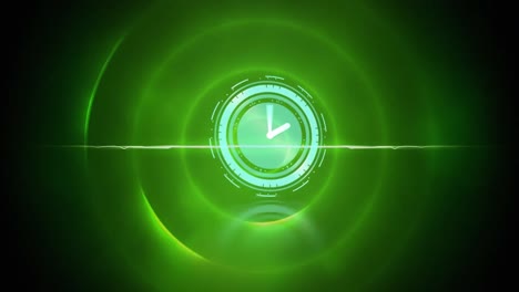 animation of clock moving over green circles