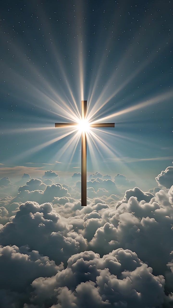 Sfondo per Adorazione 4K: Croce Cristiana e Luce Celeste