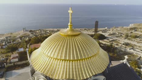 golden dome of a church with aerial view