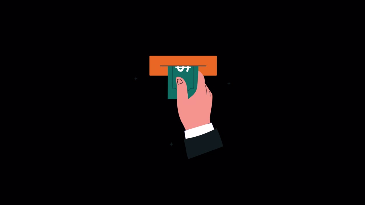 Animated Hand Inserting and Withdrawing Dollar Bill